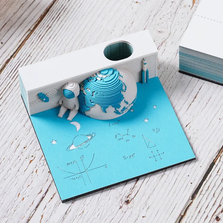 太空科幻  3d纸雕逐梦立体便签纸艺术品三维文创摆件手撕便利贴