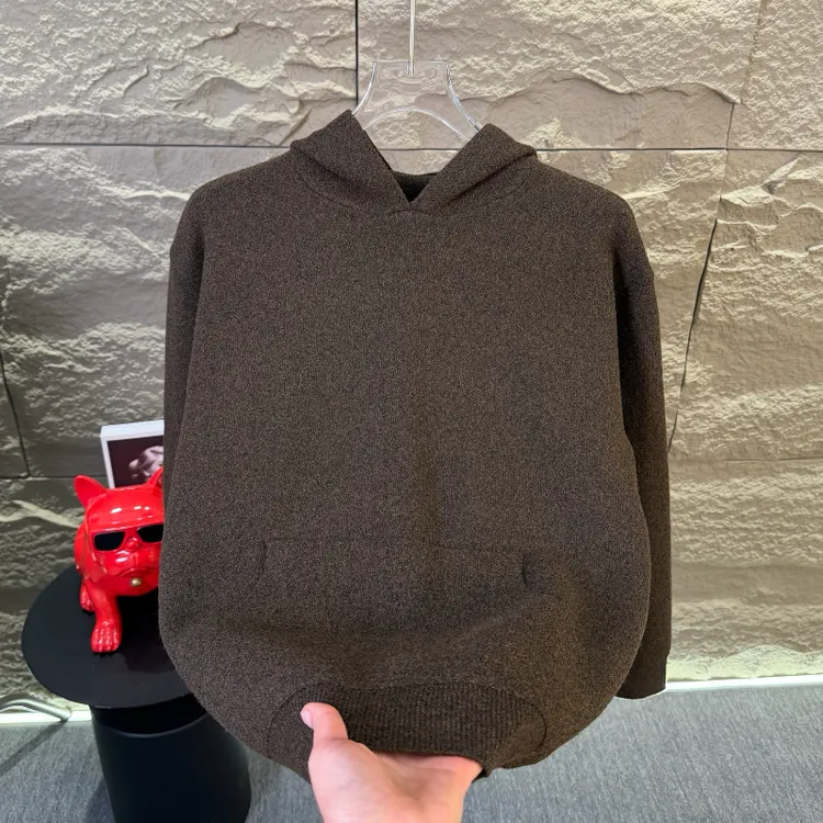 高档新款连帽毛衣男士秋冬时尚宽松针织卫衣潮流慵懒风男装打底衫