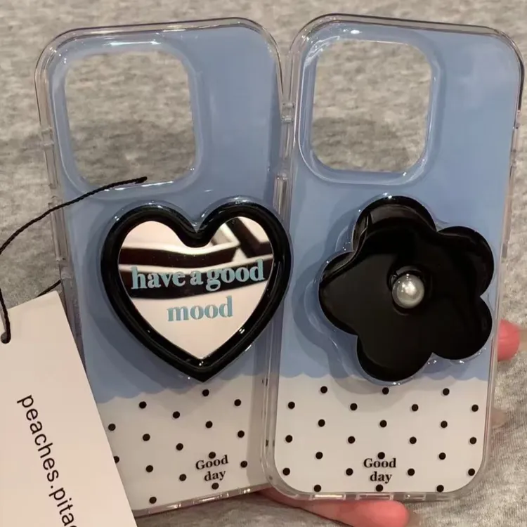 诚星泽拼接波点爱心花朵支架适用苹果16手机壳OPPO华为小米VIVO新