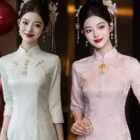 【天香豆蔻】春夏新款提花中国风新娘装旗袍气质高端设计感 衣长115