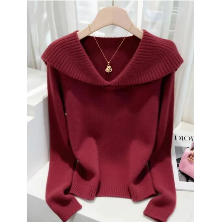 新年氛围感红色超好看气质针织衫女秋冬大码胖mm显瘦减龄圣诞毛衣