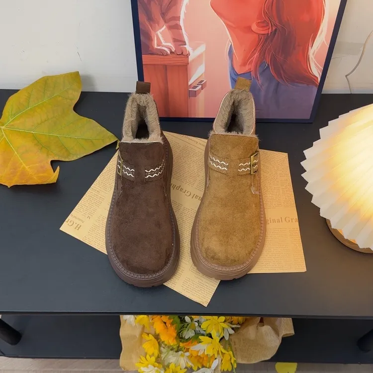 网红气质厚底加绒勃肯鞋女2025年秋冬季新款百搭大棉高帮鞋棉鞋