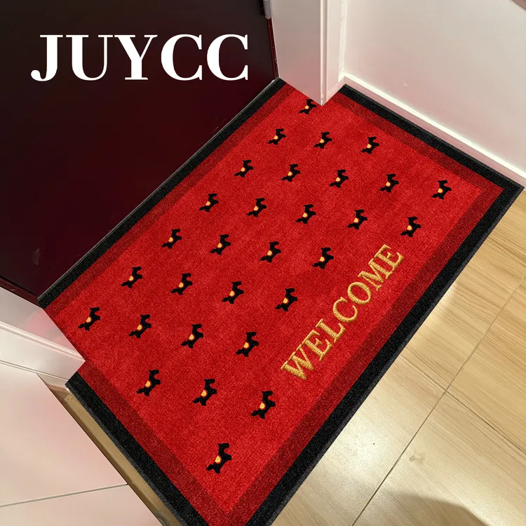 马年入户门地垫新年门口地毯进门家用室内玄关红色可裁剪2026新款