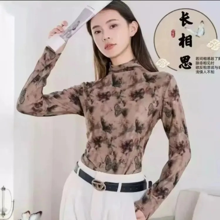 德绒复古弹力打底衫