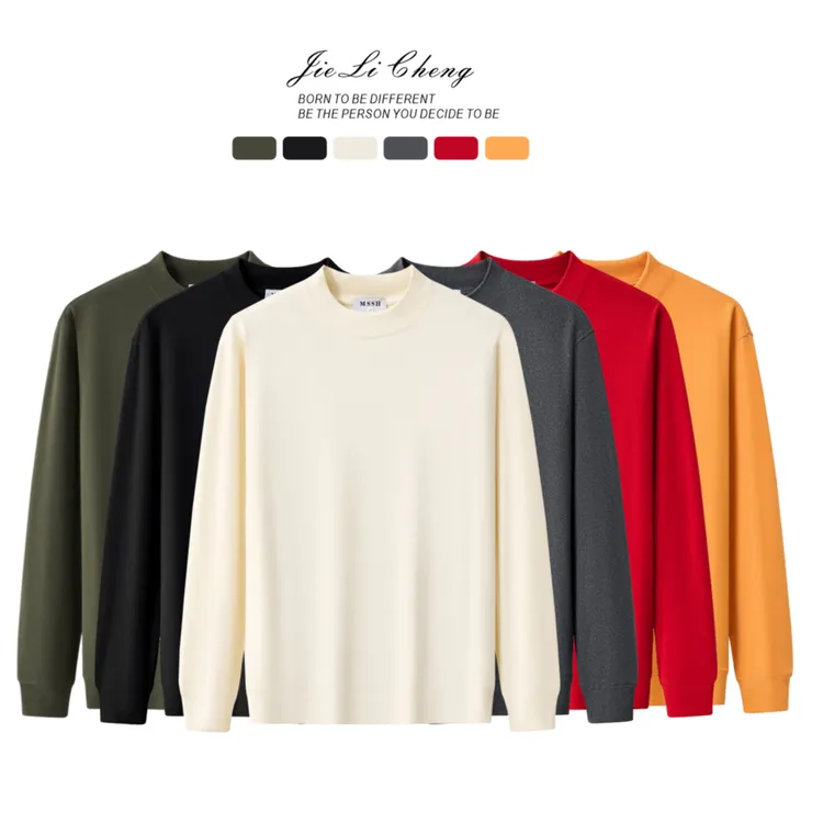 【老钱风纯色德绒】秋冬圆领保暖打底衫百搭休闲白色长袖体恤卫衣