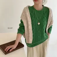 “竖条厚麻花”25年秋季新品厚墩墩长袖纯毛针织衫～