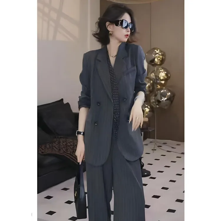 宽松休闲风秋季轻熟风韩版气质显瘦时尚套装阔腿网红洋气