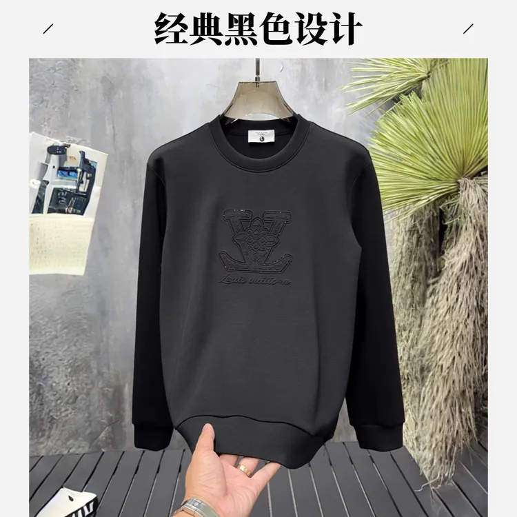 Tispair秋冬新款欧货男士圆领修身钢印烫钻长袖卫衣男舒适轻奢风