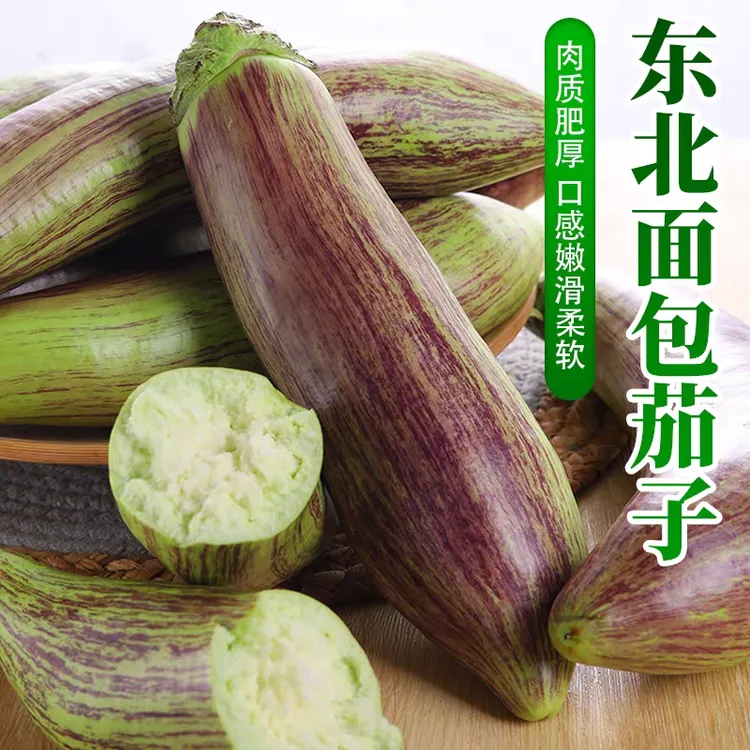 东北农家自种面包茄子花茄子软糯好吃