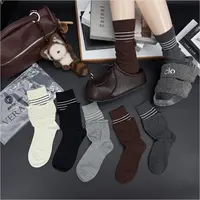 中筒极简风美腿塑形条纹女春季中筒袜拼接休闲风
