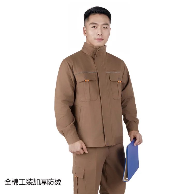 全棉工作服套装男电焊工劳保服车间纯棉防烫耐磨加厚大口袋工装男