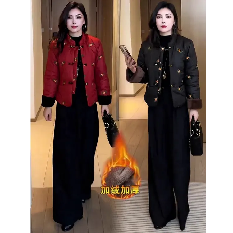 新中式国风棉服女2025冬季新款洋气显瘦加绒加厚保暖短款棉袄外套