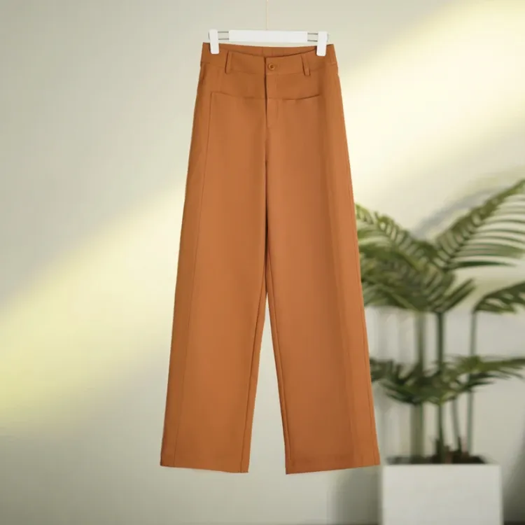 【OX9017梧桐裤】春季新款上新法式设计感高腰气质百搭直筒裤