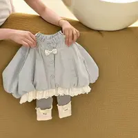 秋装女童风衣外套洋气韩版蕾丝拼接花边灯笼开衫2025新款洋气时尚