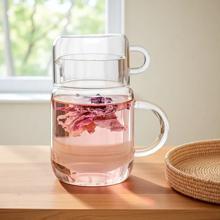 玻璃杯泡茶杯茶水分离带盖杯透明办公室喝水杯冷饮果汁杯家用创意