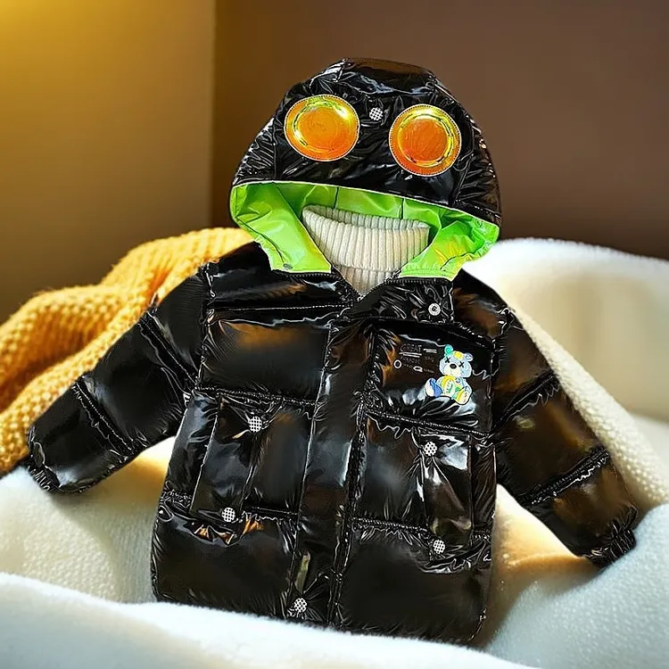 童装男童连帽棉衣外套2024新款帅气卡通刺绣宝宝棉袄加厚儿童棉服