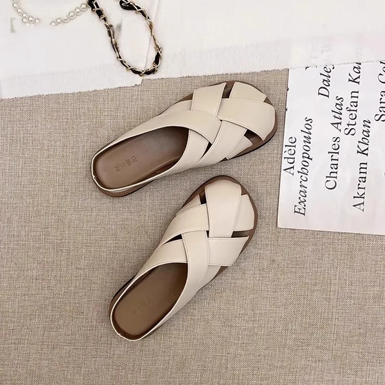 三福百搭爆款潮包头女夏外穿2025新款百搭罗马拖鞋女鞋外穿