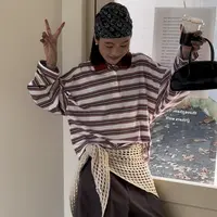 秋季新款韩系时尚宽松百搭设计款条纹上衣21380