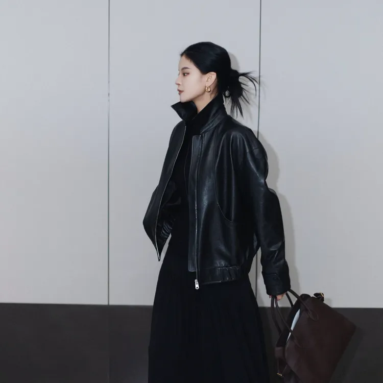 LA MAISON ONE 100羊皮韩版夹克极简百搭皮衣外套LC253P004