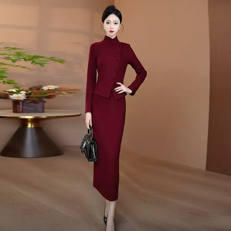 【佳韵专属】加厚毛呢连衣裙2025秋冬新款显瘦气质裙子气质修身长裙