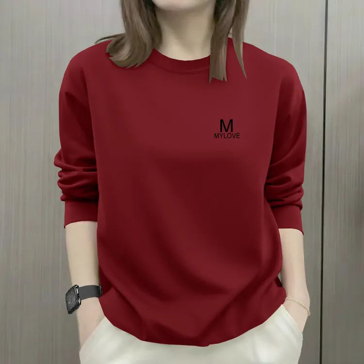 显瘦休闲圆领长袖上衣女士秋冬新款时尚通勤洋气宽松百搭加绒卫衣