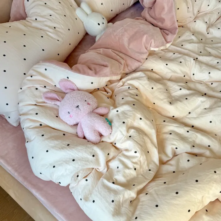 秋冬款加厚全棉加绒四件套 a面全棉双层纱b面宝宝绒保暖双面可用 