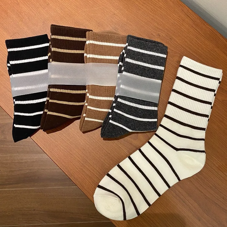 秋冬条纹运动堆堆袜 ins休闲韩潮学院风女袜 百搭舒适YY