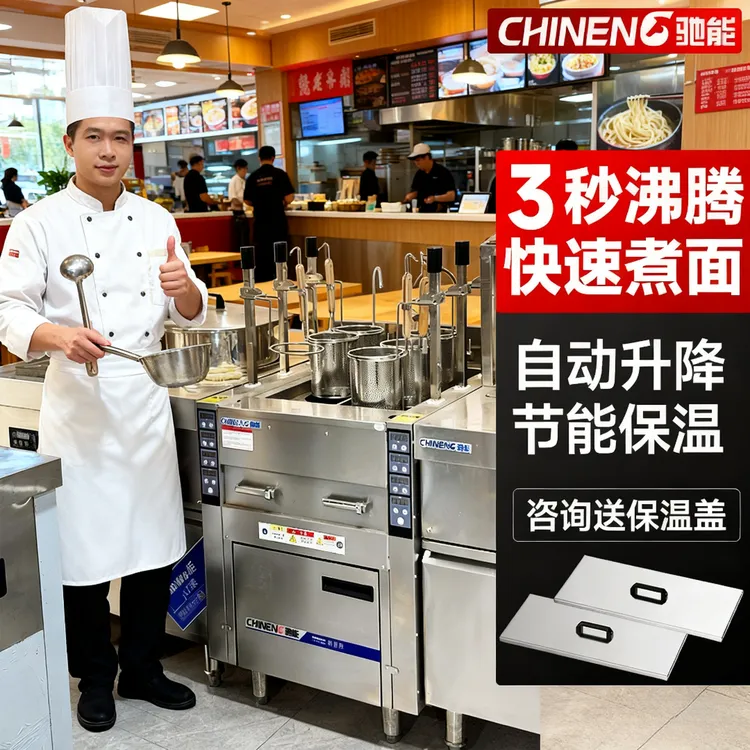 驰能煮面炉商用定时升降六头电热燃气款煮串串麻辣烫粉面店煮面桶
