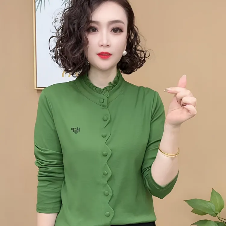 2025时尚气质修身型立领春秋纯色显瘦百搭洋气女士长袖#21