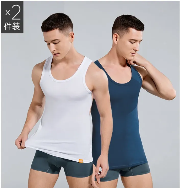 高品质【纯棉】男士纯棉透气打底运动修身健身无袖马甲背心内穿