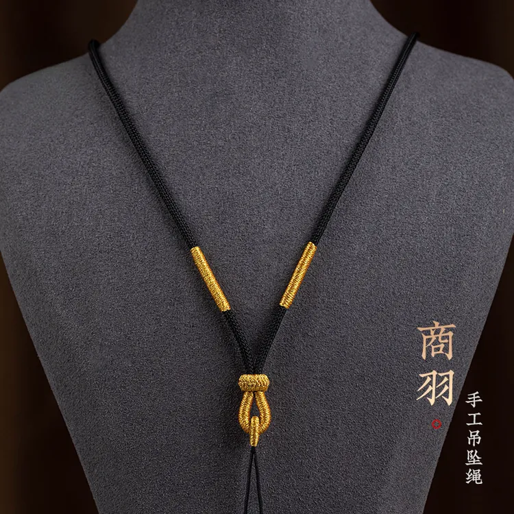 手工编织玉佛头项链绳男女无事牌吊坠编绳项链挂坠黑绳挂件绳