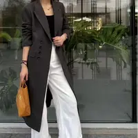 2025春新款纯色高领大衣女韩系高级感百搭加厚外套中长款6713