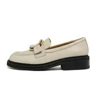 Clarks其乐 圆头套脚 乐福鞋 粗跟4cm 女款 米色-261687524