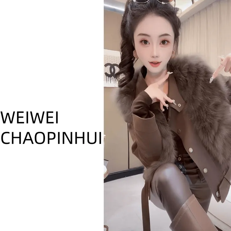 意模【薇薇高端欧货】冬季气质洋气配马甲两件套鹅绒羽绒服31070781