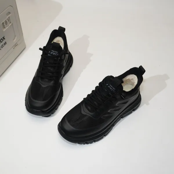 1109男士皮鞋冬新款黑色真皮羊毛加绒软底软面棉鞋男皮鞋