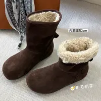 两穿真皮小土豆靴~暖炉靴韩版休闲百搭一脚蹬内增高女靴6001/B6