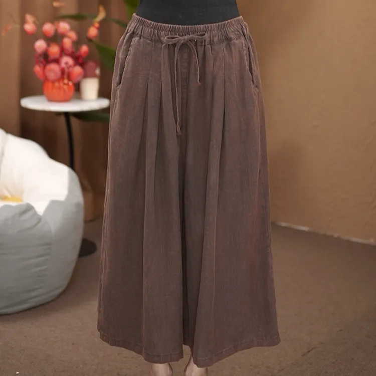 6082亚麻炒色时尚休闲百搭裙裤(裤长80臀围140左右)