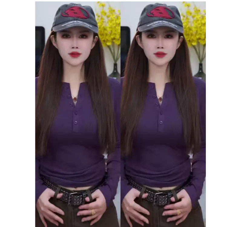 2025冬季新款加绒亨利领长袖时尚修身显瘦百搭T恤小上衣女9228