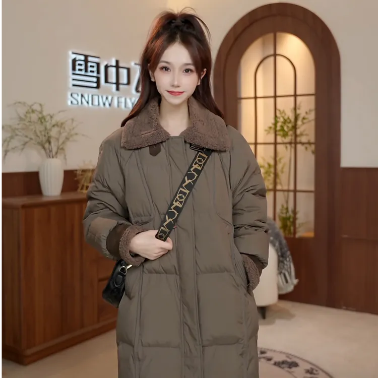 雪中飞羽绒服新款长款2025冬季时尚韩版休闲保暖外套加厚31092