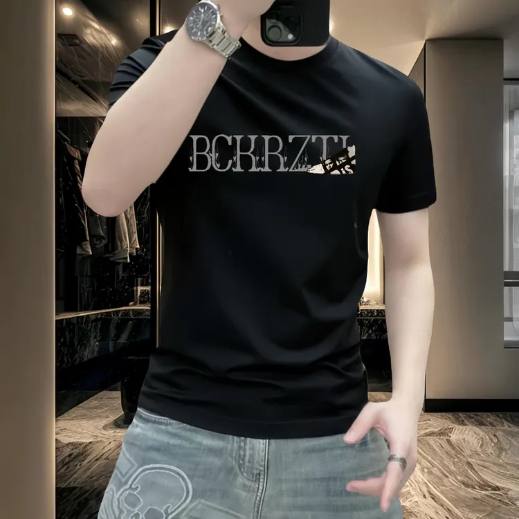 美式潮款纯棉T恤男潮流印花时尚圆领短袖夏季休闲上衣修身半袖