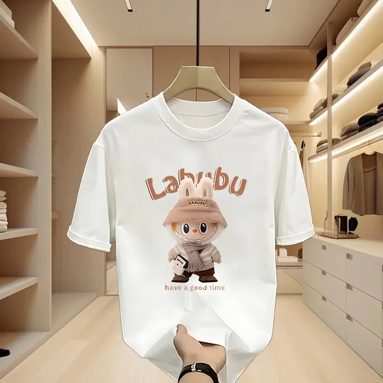 【Labubu-兔子】潮牌男女款夏季超火T恤圆领休闲重磅纯棉短袖百搭潮