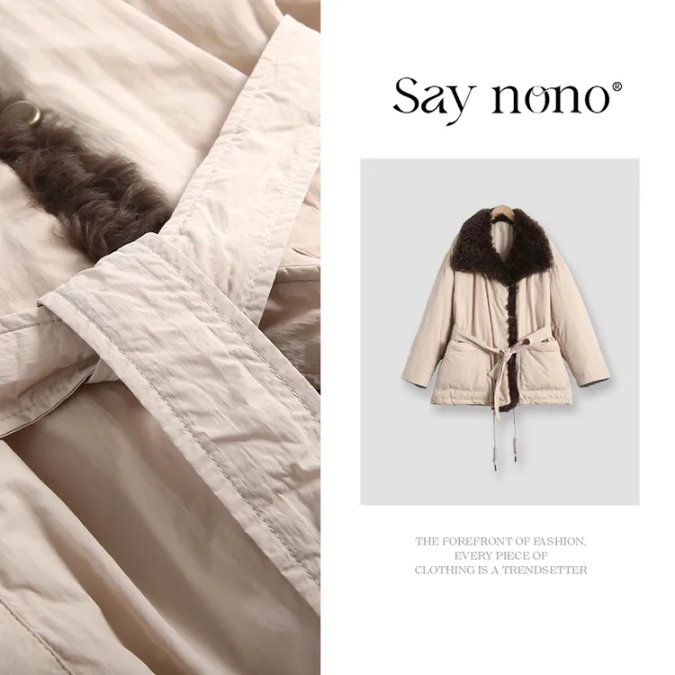 懒猫nono│Saynono 带腰带设计感羊毛羽绒服派克服外套 /SK253069