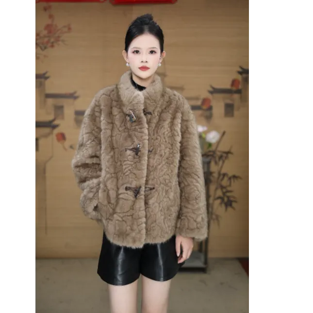 【七七定制】短款立领暗扣外套显瘦气质秋冬款时尚25822