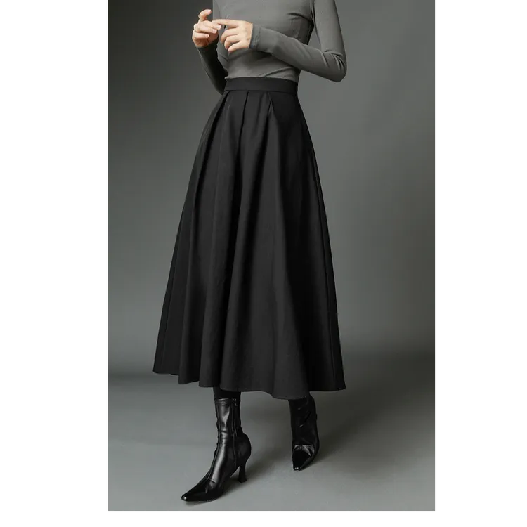 晚白【新品】[神裙]黑色半身25091024