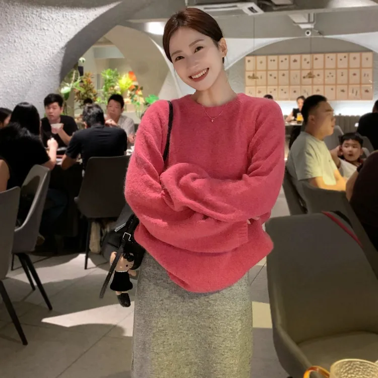 SUNCC自制 奶昔毛衣 秋冬慵懒舒适柔软氛围百搭显瘦保暖纯色毛衣