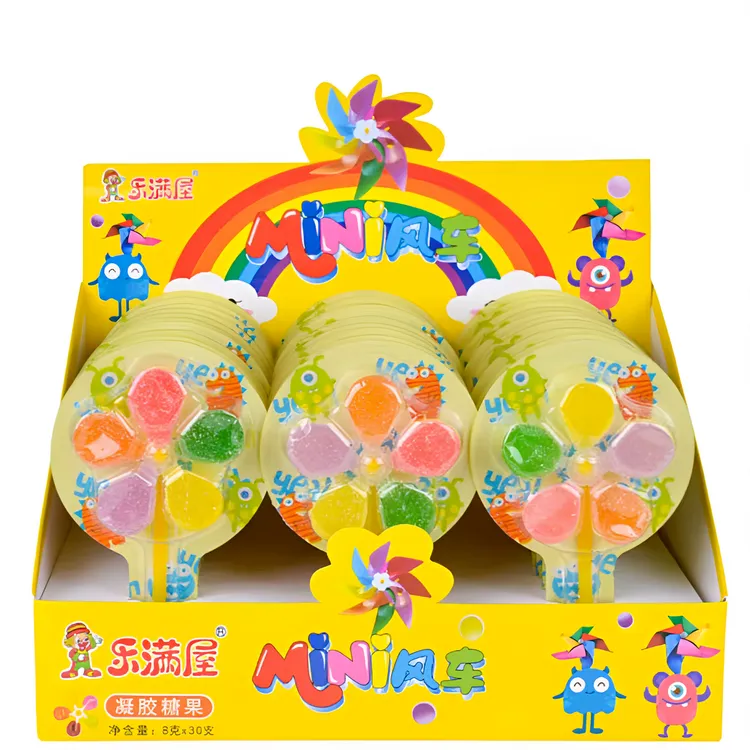 五彩风车水果软糖儿童奖励旋转棒棒糖网红休闲零食糖果软糖