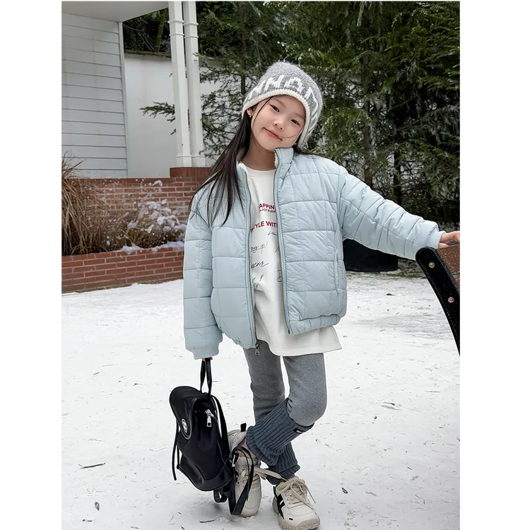 【夹棉加厚】冬季儿童抗风保暖棉衣方格立领棉服外套上衣25K058