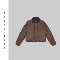 【MISSKO】高品质重工洗水老钱风皮领复古外套夹克时尚休闲百搭 W35