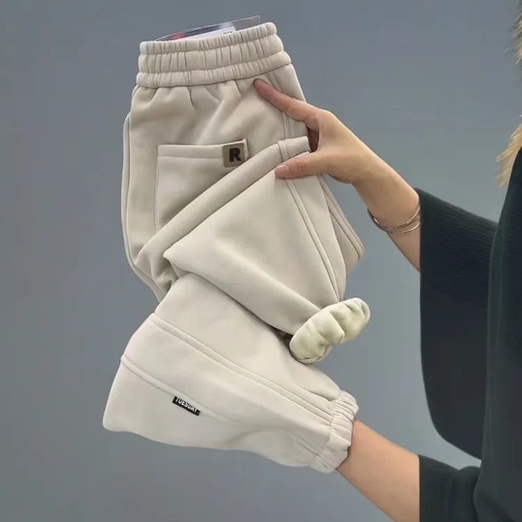 小个子加绒加厚休闲裤女冬季九分高腰显瘦小女士脚哈伦裤百搭卫裤