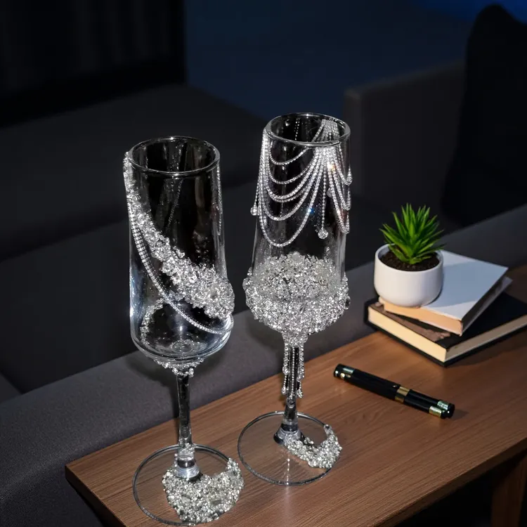 结婚敬酒杯高脚香槟敬酒杯新人喜字婚礼创意diy材料包鸡尾酒杯